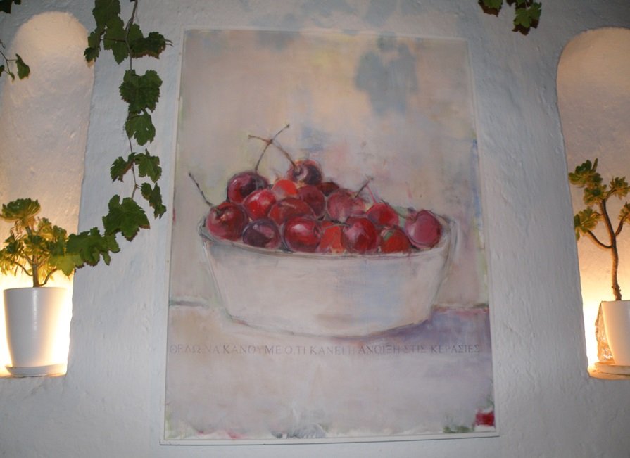 bowl of cherries Neruda quote painting
