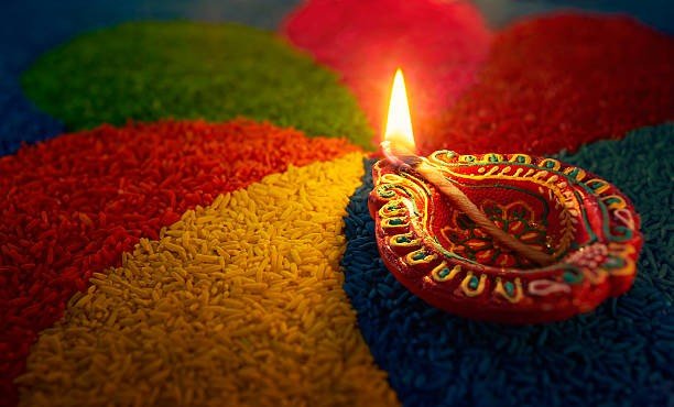 lighted Diyas for Diwali