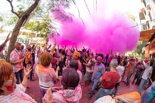 Everyone enjoying Holi