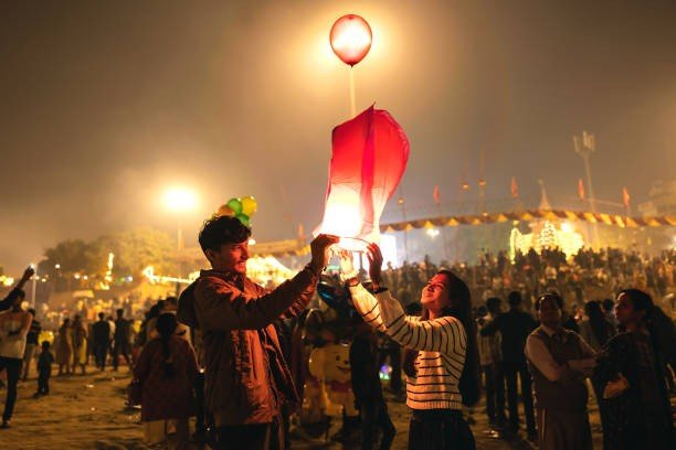 air lanterns along the Ganges
